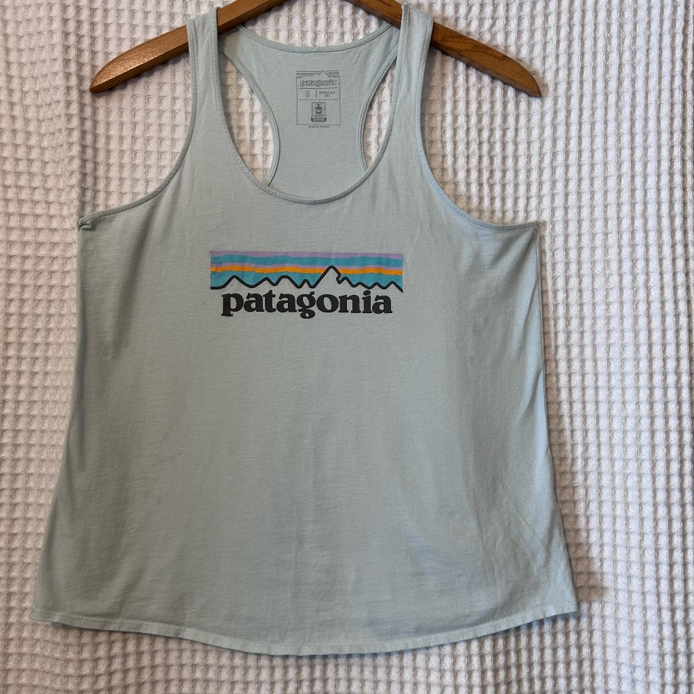Patagonia Light Blue Racer Back Tank Top Size S